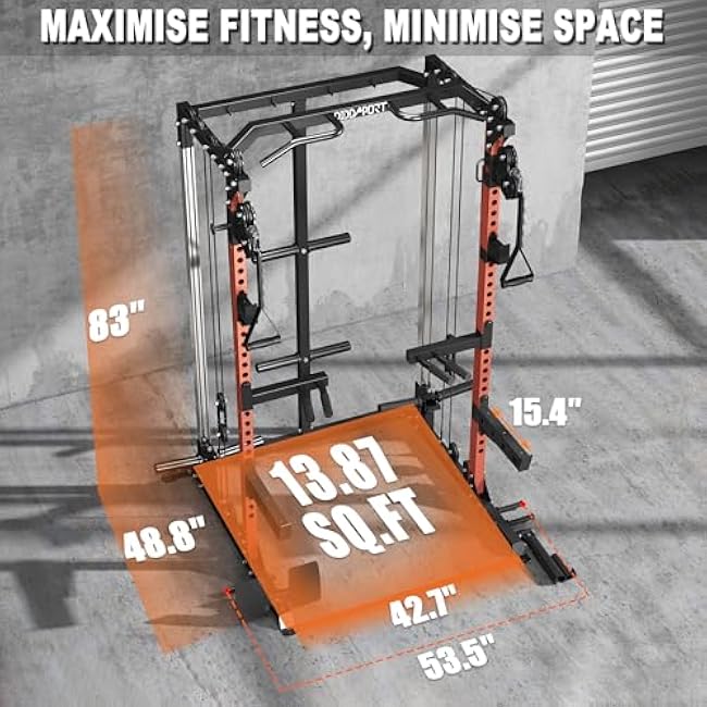 Power Cage, Power Rack with Dual Pulley System, Multi-Function Squat Rack with Cable Crossover, Home Gym Workout Machine