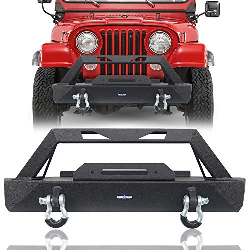 Hooke Road Stubby Front Bumper w/Winch Plate Compatible with Jeep Wrangler CJ (CJ7) 1976-1986