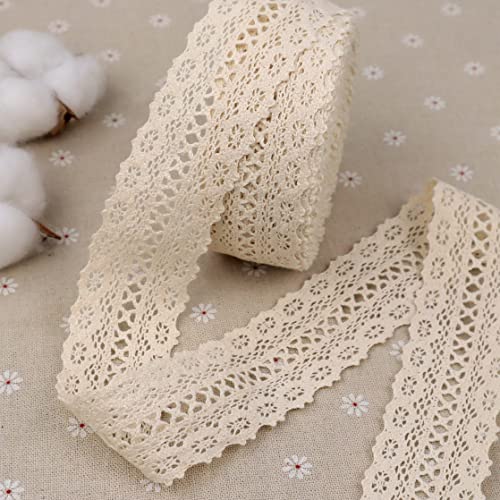 Crochet Lace Ribbon Vantage Lace Trim Cotton Craft Lace Ribbon For Sewing, Gift Package Wrapping, Bridal Wedding Decoration, Scrapbooking Supplies (Beige) #TOP26