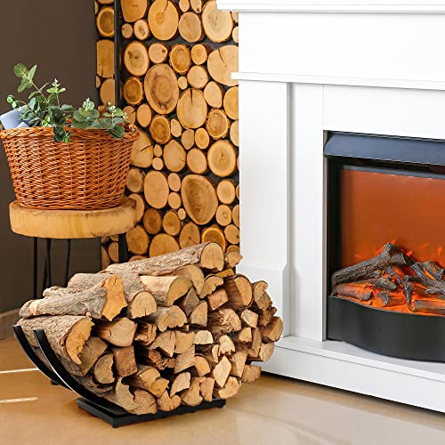 Junshuo Curved Firewood Rack （30-Inch/Black） Heavy Duty Small Firewood Holder For Fireplace，Indoor/Outdoor Log Rack Wood Holder #TOP5