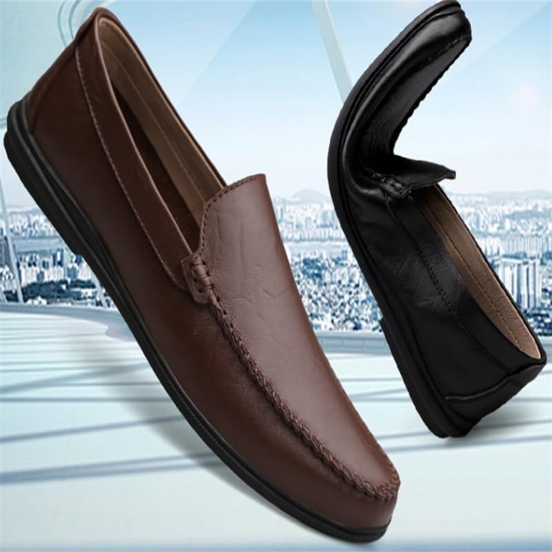 Men's Casual Slip-on Shoes Round Toe flat Heel Shoes Comfortable Breathable Rubber Shoes for Men