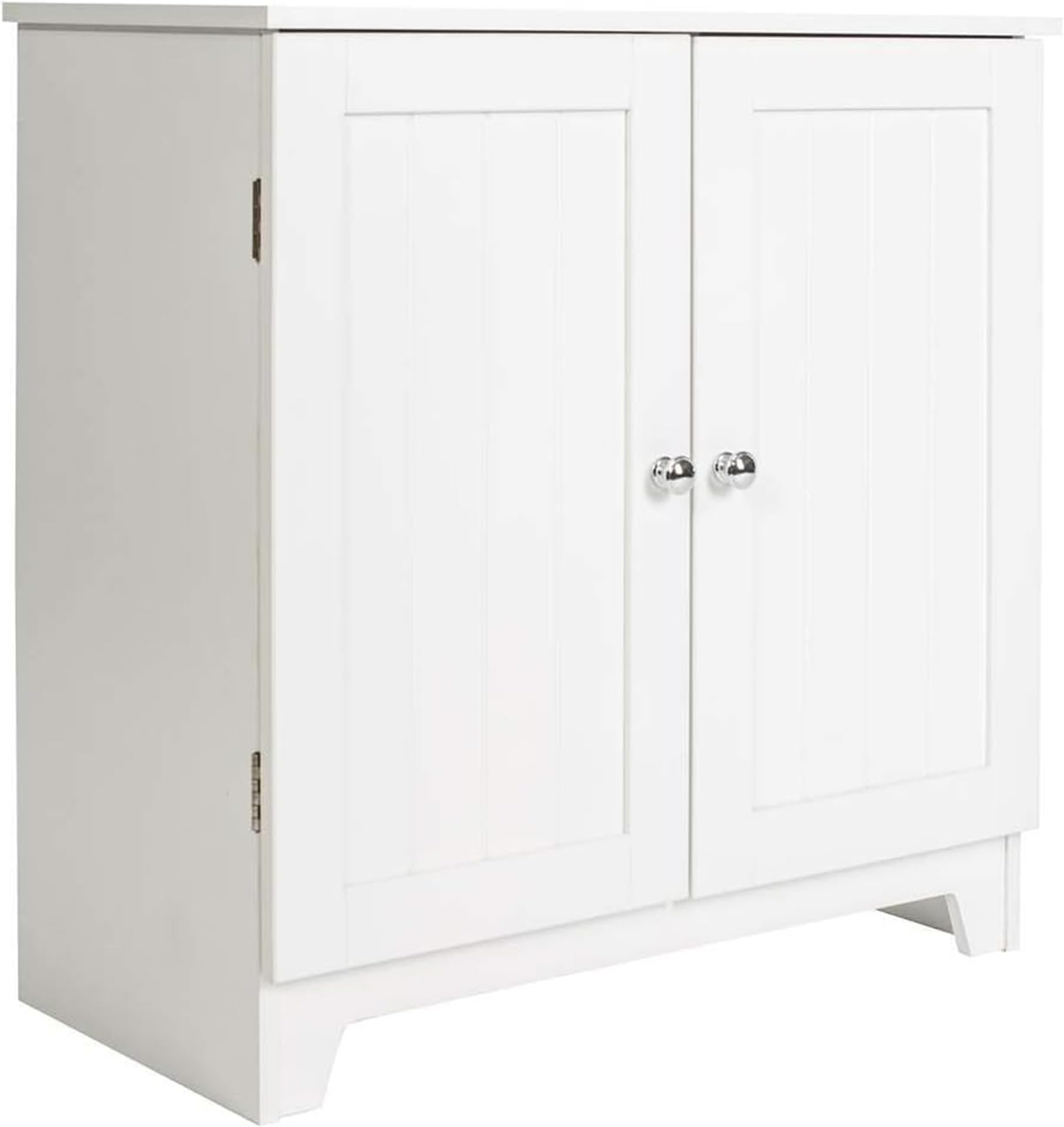 Double Door Large Freestanding Floor Cabinet, Size 23.5 x 23.5 x 11.75 Inches with Center Adjustable Shelf, Semi Gloss Finish