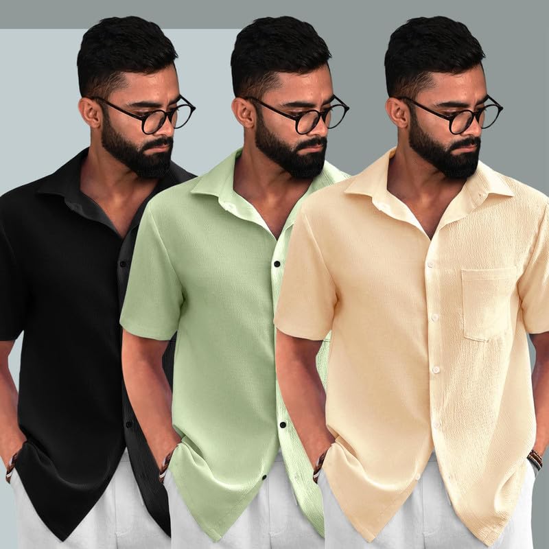 Image of Pinkmint Popcorn Regular Fit Half Sleeve Shirt for Men Combo Casual Shirt ll Sumeer Wear