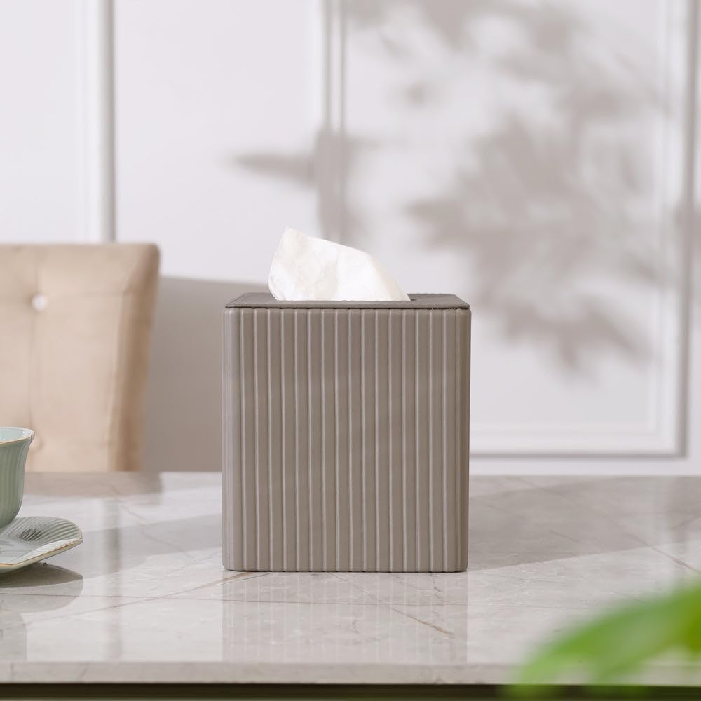 Stylish PU Leather Tissue Box Holder - Dark Grey -8