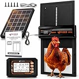 Porte Poulailler Automatique Solaire, Télécommande 140m, 4 Modes Timer/Luminosité, Anti-Pincement, Aluminium IP45, Batterie Rechargeable, 24x28cm