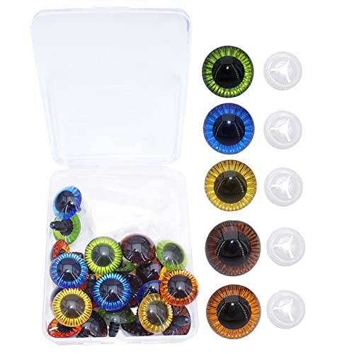 Artcxc 1Box(20Pcs)5Colors 24Mm Large Safety Eyes Plastic Animal Eyes Craft Eyes With Sturdy Washers For Diy Of Puppet, Bear Crafts, Plush Animal Doll Making Supplies #TOP5