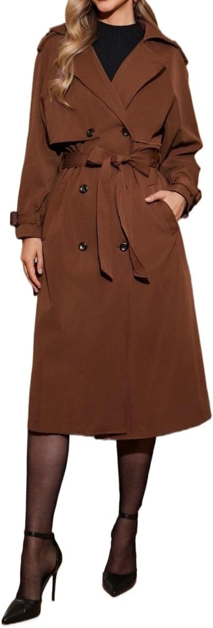 Raglan Sleeve Double-Breasted Belted Trench Coat Autumn Winter Women's Fall Winter Lapel Fashion Trench Coat