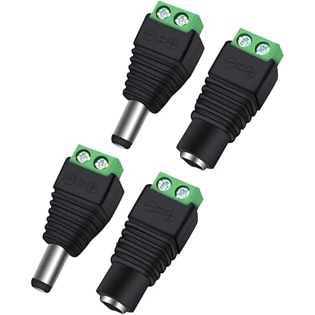 2 Male and 2 Female 12 V 2.1x5.5mm DC Power Jack Plug...