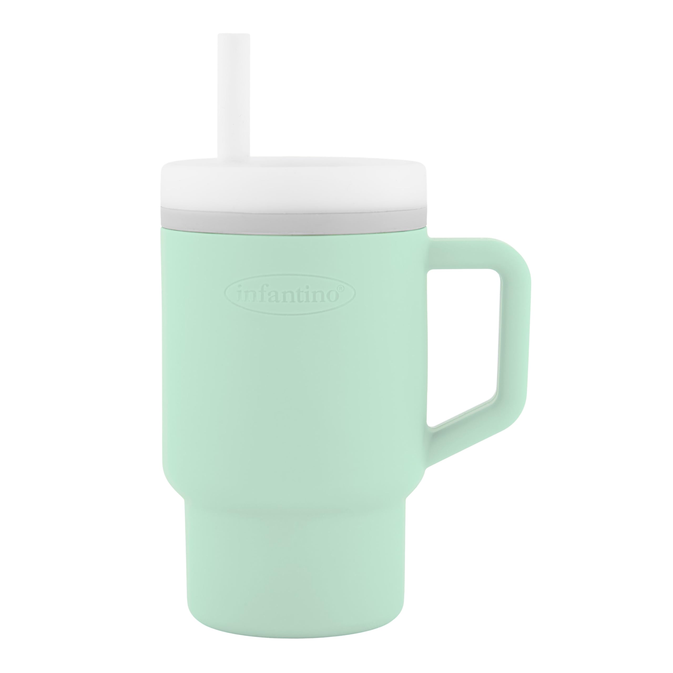 Infantino My 1st Tumbler, Silicone Sippy Cup with Straw & Handle, Spill-Resistant Baby Cup for On-the-Go, BPA-Free Transition Bottle, Mint