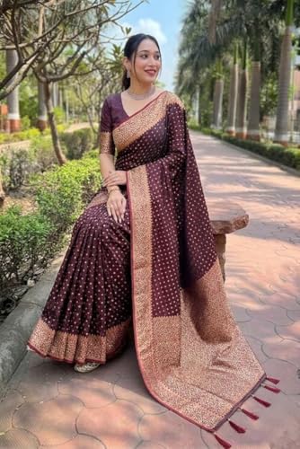 Image of Women's Kanjivaram Soft Silk Banarasi Saree With Blouse Piece | Banarasi Sari For Women | Saree with Blosepiece