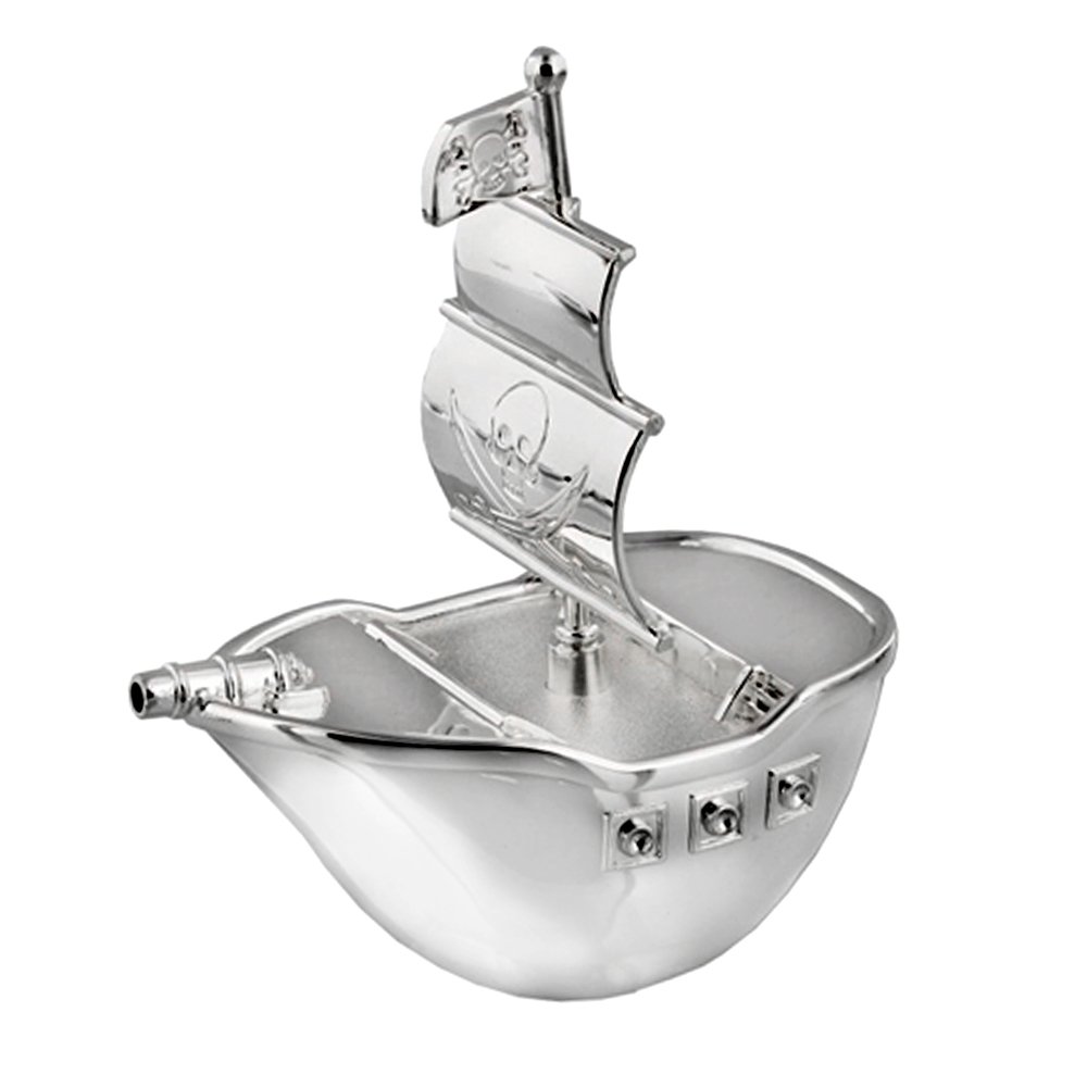 County Engraving Silver Personalised Plated Pirate Ship Money Box, Engraved Children's Gift…