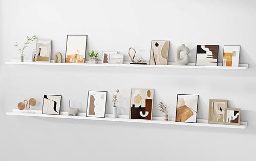 Miniatura 49 de Estante de repisa para fotos, juego de 2 estantes flotantes de madera de pino macizo, estantes para guardería de 24 pulgadas, estantes de libros