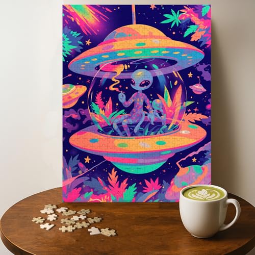 Casse-Tête Hippie Alien Fantasy 500 Pièces Bois Adultes 20 x 15 Pouce