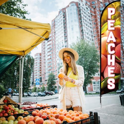 AmazingSpark 2 Pcs Peaches Flags for Business 12FT Peaches Feather Flag Banners Signs for Sale Business Advertising Fruit Shop Summer Events Beach Food Trucks, Flags Only by AmazingSpark - Used condition - Image 5