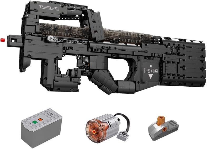 Bloque de construcción de armas, 1644 + piezas cargadas manualmente con motores, kit de construcción de armas militares motorizadas P90 compatible