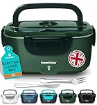 TRAVELISIMO Heated Lunch Box 100W Electric Lunch Box Food Heater 1.5L Self Heating Lunchbox for Travel & Office, 12V/24V/230V Heated Lunch Boxes for Adults Stainless Steel Car Electric Lunchbox