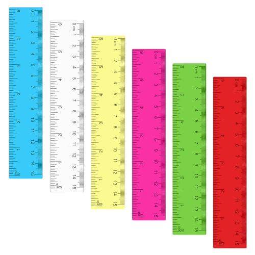 Mabor 6 Stück Kunststoff Lineal Set 15cm Farbiges Transparentes Gerades...