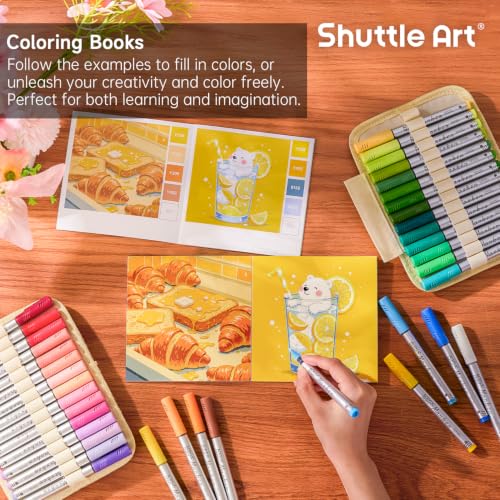 Image of Shuttle Art 72 Colors Acrylic Paint Markers, Automatic Ink Control Brush Tip Pens for Rock Painting, Ceramic, Wood, Canvas, Glass, Stone, Fabric, Card Making, DIY Crafts