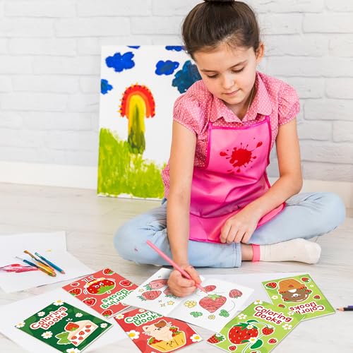 Image of Strawberry Coloring Books for Kids - 24Pcs Bulk Strawberry Mini Coloring Booklet Fruit Theme DIY Art Drawing Book for Toddlers Summer Holiday Party Goodie Bags Stuffers School Classroom Favors