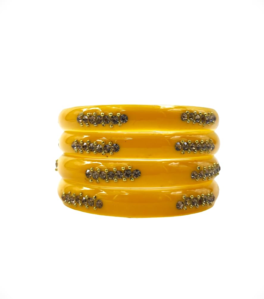 Rudra || Glossy Finished Stylish Glass Kadas Set for Women and Girls || Fancy Kada Bangles Set || Womens Glass Kada Set (Pack of 4) (Yellow, 2.6) (B0CZTCP15Q) Amazon Price History, Amazon Price Tracker
