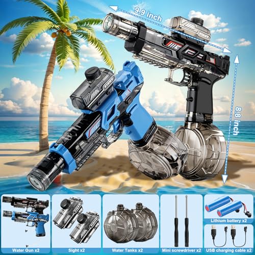 Altoance 2 Pack Electric Water Guns for Kids, Automatic Squirt Gun with LED Light & Sound, Fall Toys for Pool Beach Backyard, Fun with or Without Water, Indoor & Outdoor Fun for Boys Girls Ages 3+ - image 4