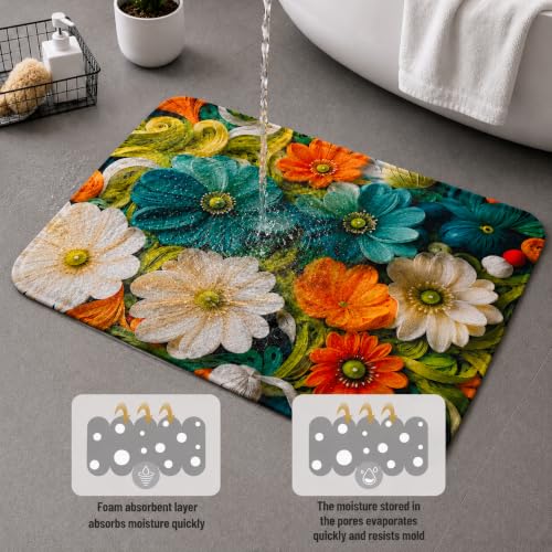 Image of Roseate Rubber Anti Skid (40x60 cm) Super Water Absorbent Mats for Home /Bathroom /Bedroom /Kitchen /Floor Mat (D4) Pack of 1