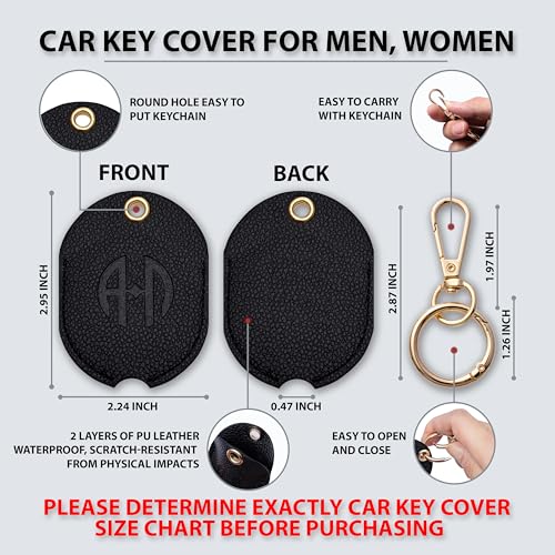 Image of Leather Keys Sleeve for Broken Car Key Loop Replacement - Cute Keychain Cover - Protector, Holder for Men & Women
