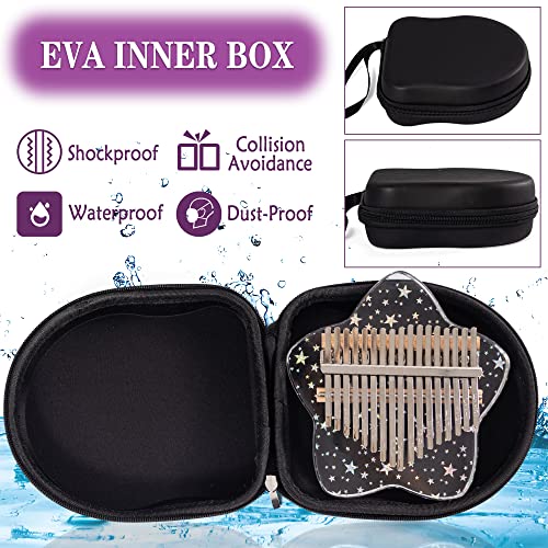 Image of Cute Kalimba Thumb Piano 17 Keys-Star Crystal Acrylic Finger Piano-Portable Mbira Musical Instruments Cute Christmas Gift with Tune Hammer and Study Instruction for Adults Beginners