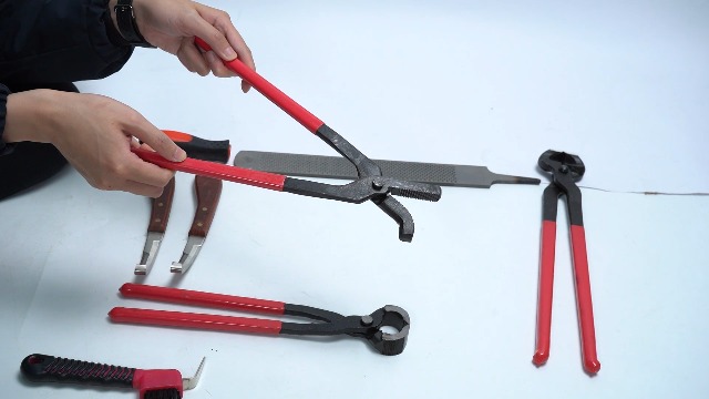 lukar 8PCS Farrier Tools Kit Horse Hoof Trimmers, Includes 16" Horse Hoof Nipper, 13" Horseshoe Cutting Pliers, 14" Hoof Nail Clincher, Hoof Hammer, Hoof Knife, Rasp File, Horseshoe Brush - image 8