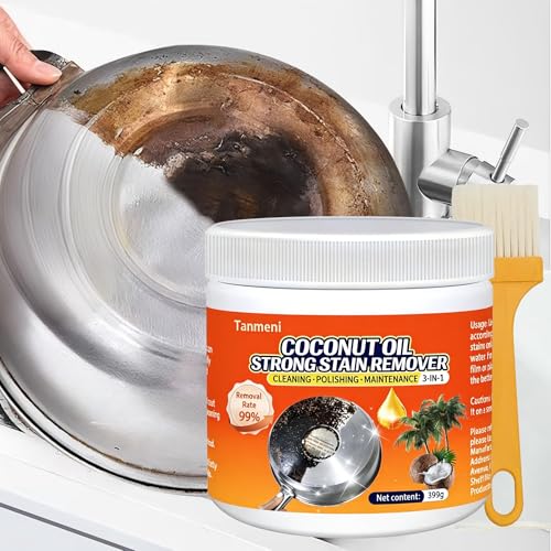 Tanmeni Coconut Oil Strong Stain Remover, Multi-purpose Kitchen Cleaner, Pot Bottom Black Stain...