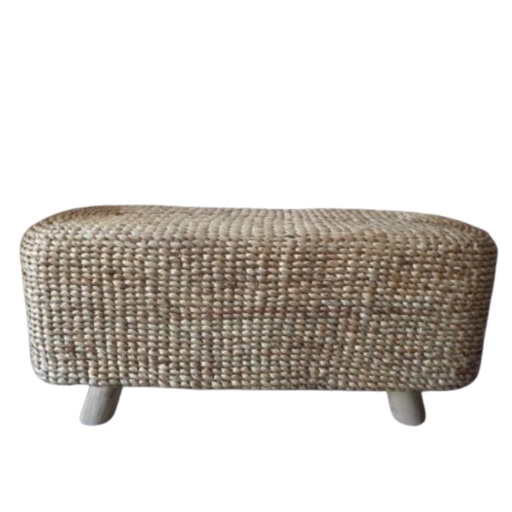 Wasserhyazinth Teakholz Sitzbank Amsterdam 80cm Natural Unikat massiv Bank