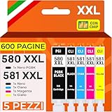 Supply Guy 580XXL 581XXL cartucce d'inchiostro compatibili con Canon PGI-580 CLI-581 per Pixma TS705 TS705a TS6350 TS6350a TS6351a TS6300 TR8550 TS9550 TS6150 TS6250 TR8500 Multipack 5x 580 581 XXL