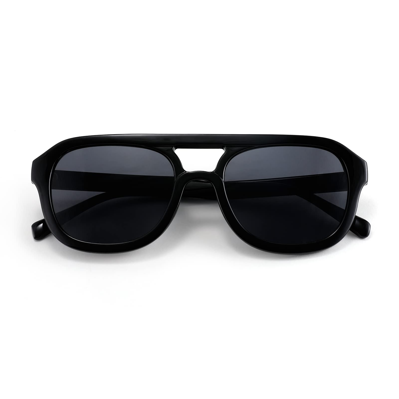 Classic Aviator Sunglasses for Men Women Vintage Double Bridges Pilot Glasses Men Women K7129-image-2
