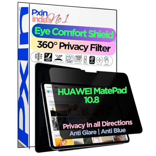 Image of Pxin Tablet Privacy Screen Guard compatible with HUAWEI MatePad 10.8 | No.1 | Anti Glare | Anti Blue Light | Anti UV | 4 Way Privacy Filter | 360 Privacy | Eye Protect