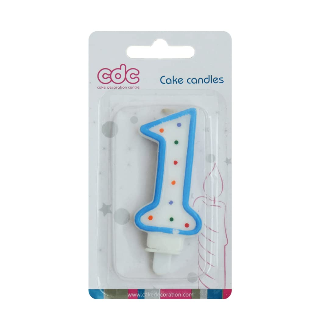 Candle Numeral CDC with holder N. 1 Blue 26003