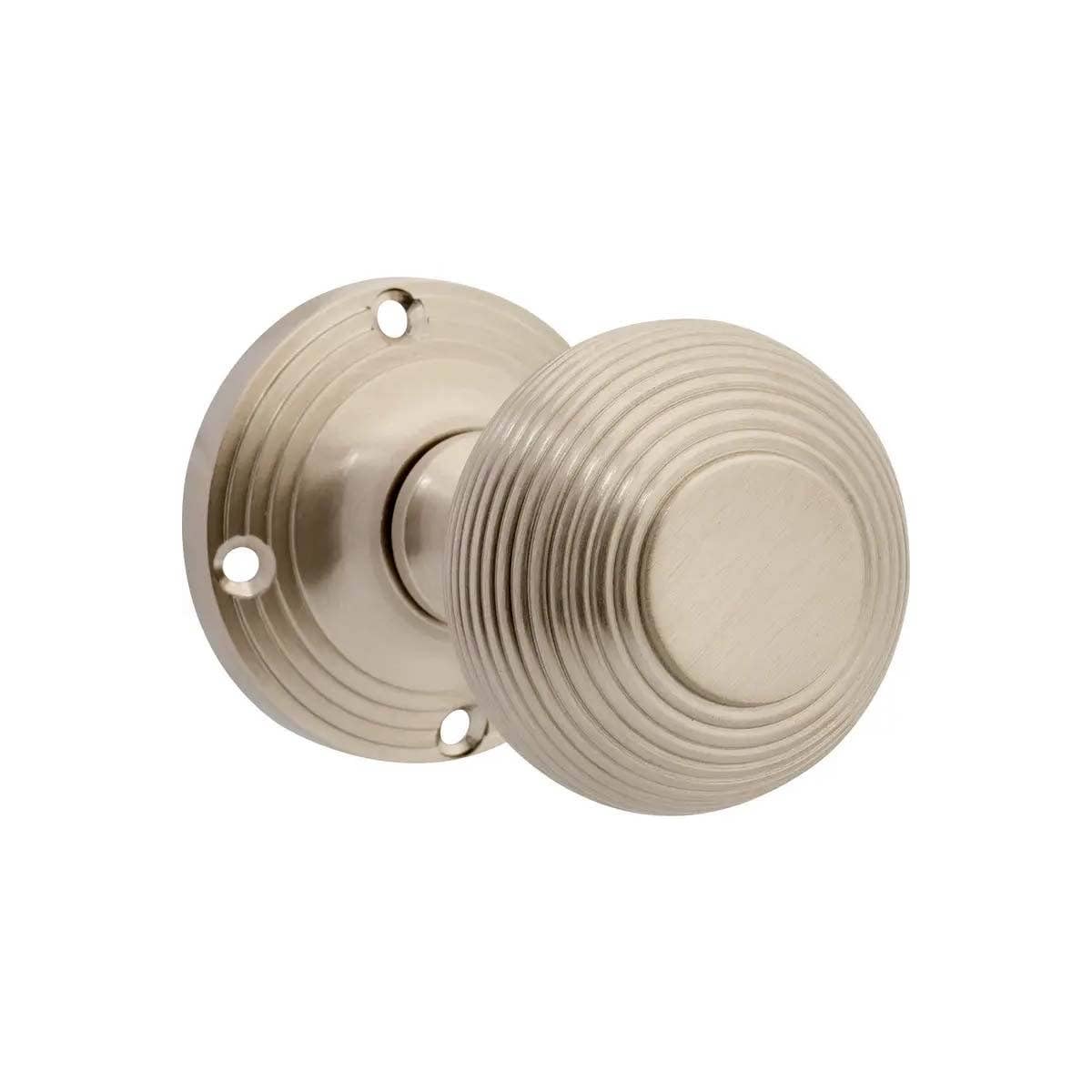 Designer Levers - Beehive Mortice Door Knob - Brushed Satin Nickel - Pair - Image 4