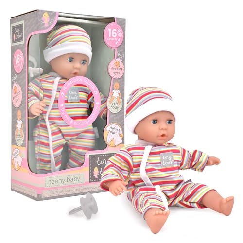 John Adams | Tiny Tears - Teeny Baby - 30cm soft bodied doll with 16 interactive sounds: One of the UKs best loved doll brands! | Nurturing Dolls | Ages 10m+