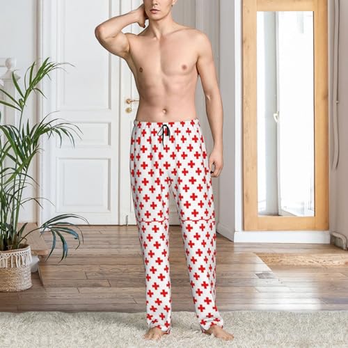 Red Cross Mens Pj Pants,Soft Men Lounge Pants,Mens Pajama Pants Bottoms,Sleep Pants For Men2