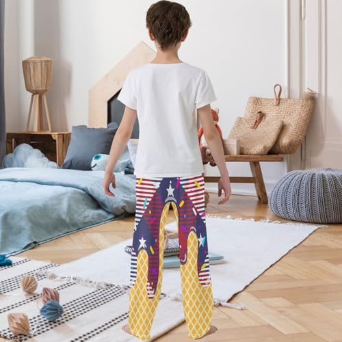 Boy's Pants Flag Star Ice Cream Jogger Pants Elastic Waist Long Bottoms Trousers with Pockets 6-14 Years3