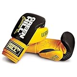 GREEN HILL Guanti da Boxe Ultra GUANTONI Pugilato Pelle Giallo Gialli Greenhill (Nero/Giallo, 14 oz)