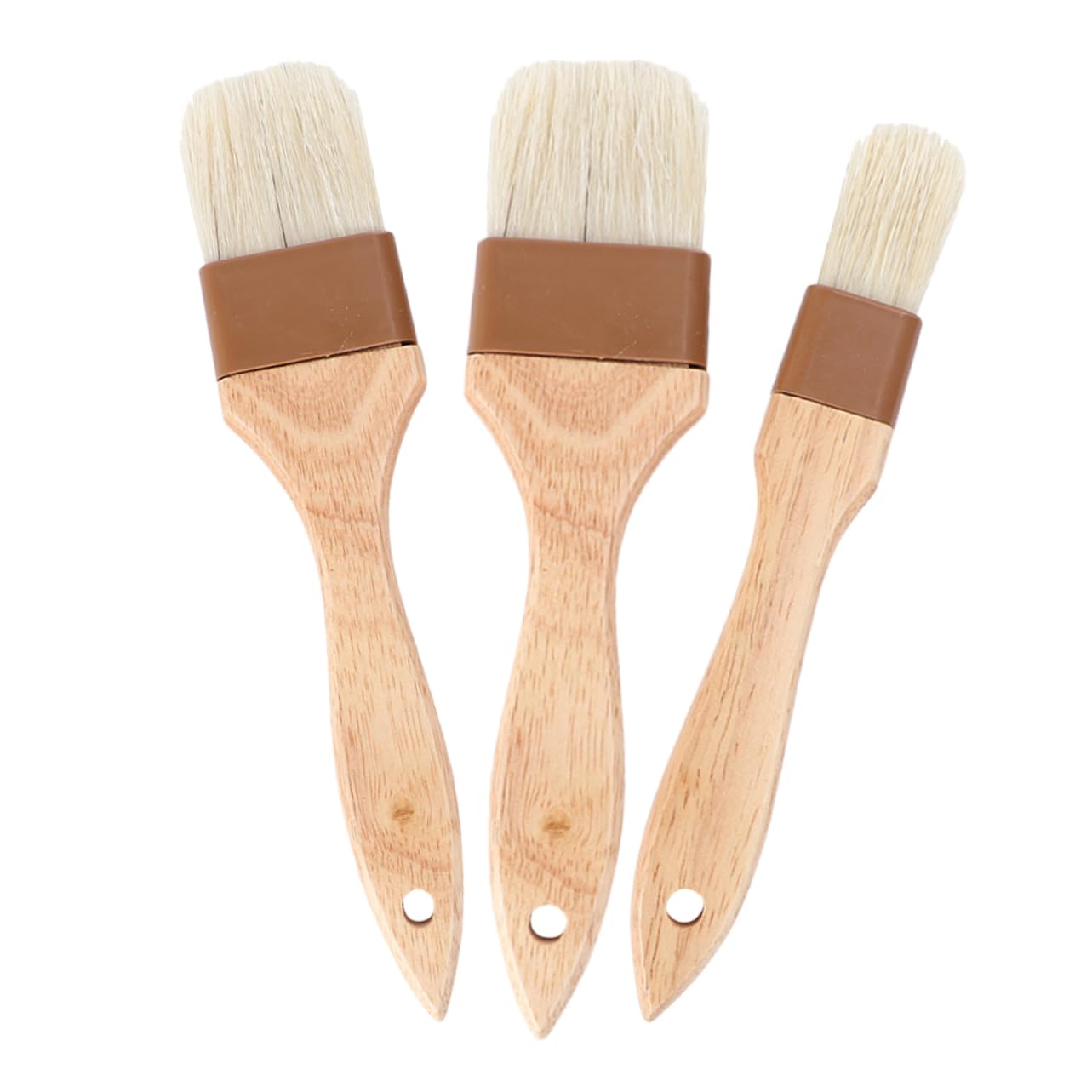 IWOWHERO 3-pc Set Bbq Bristle Brush Kitchen Cooking Grill Brush for Outdoor Indoor Use for Basting Sauce Cooking Ergonomic Handle