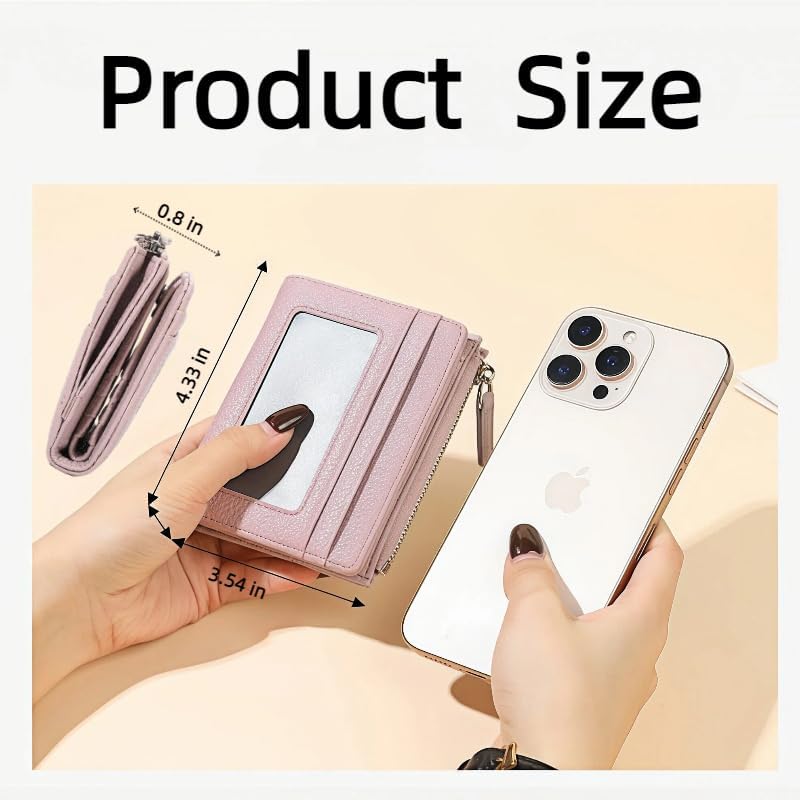 Miniatura 3 de Cartera pequeña para mujer, soporte delgado para tarjetas de crédito con ventana de identificación, monederos compactos para mujeres con 9 ranuras