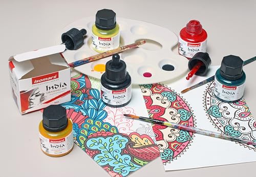 Image of Isomars Waterproof Drawing Ink with Dropper - 35ml | India Ink for Calligraphy, Art, Technical Drawing | Fade-Resistant & Quick-Drying (Pink)