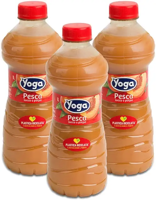 Yoga Pesca Succo di Frutta - 3 Bottiglie da 1L | Succo Yoga Italiano