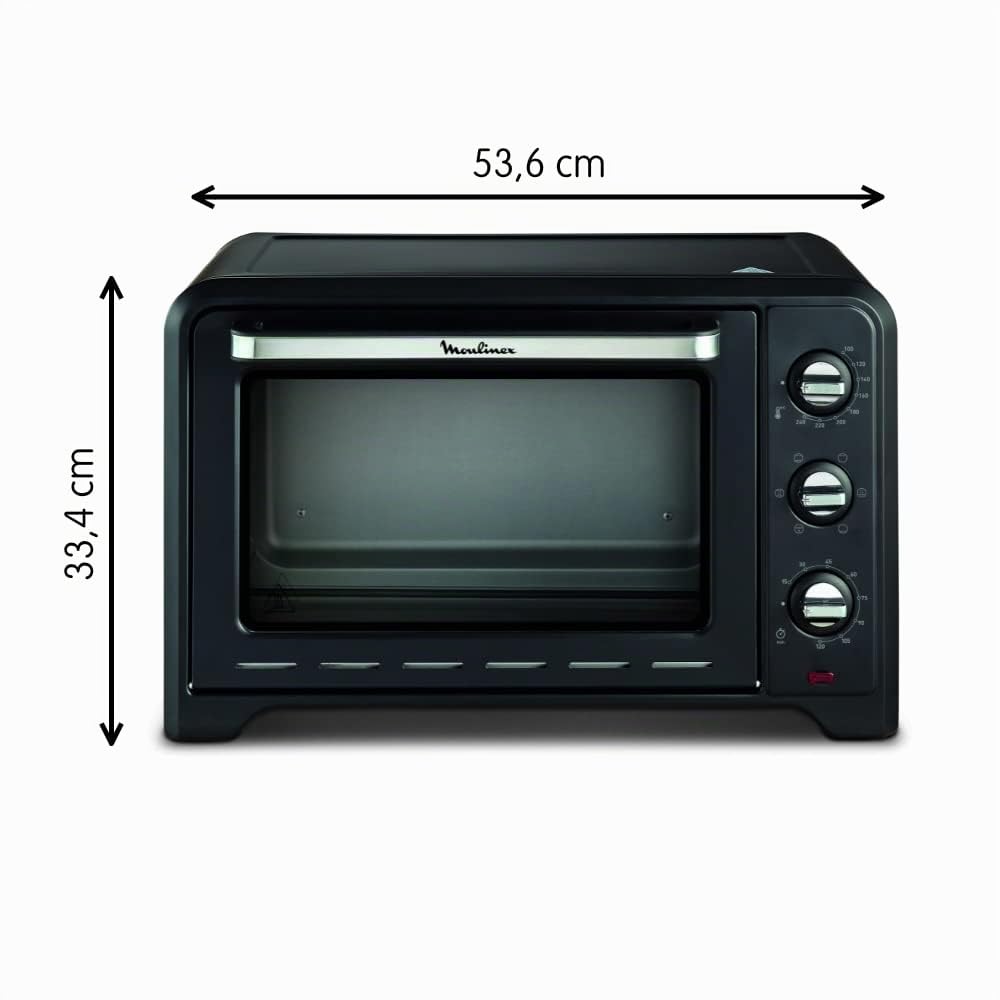 Moulinex Optimo 33L Four Electrique Chaleur tournante Noir 6 Modes de Cuisson pain pizza tartes gateaux patisseries Grille et Leche frites inclus OX464810