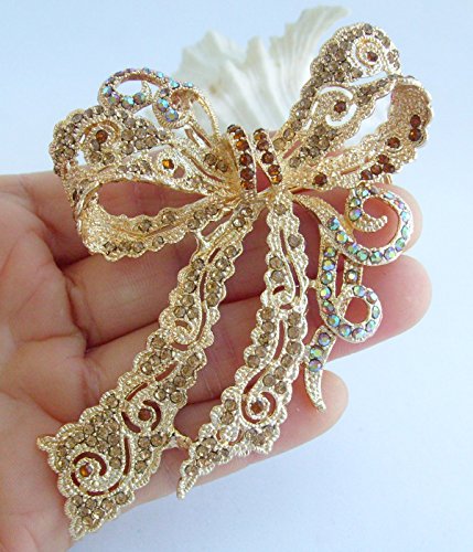 Image of 4.13 inch Rhinestone Crystal Bowknot Brooch Pin Pendant Wedding Prom Jewelry BZ5823