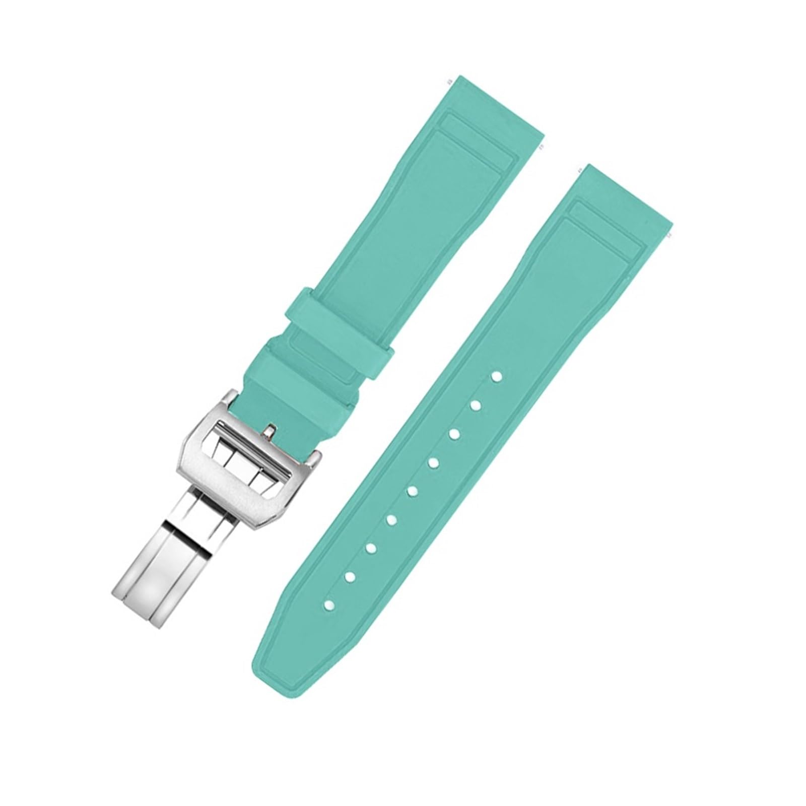 Cinturini, Cinturino for Orologio in Gomma fluorurata a sgancio rapido(Cyan Silver,22mm)