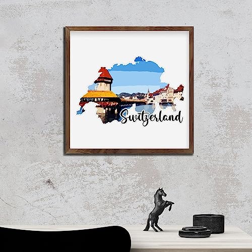 Panneau en bois Suisse 30x30 cm décor mural rustique - 6
