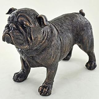 Prezents.com Large Bulldog Dog Standing Painted Bronze Resin Sculpture - Pet Gifts Stand Out Home Decor H13.5cm