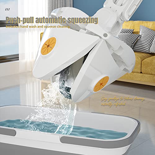 360° Rotatable Adjustable Cleaning Mop, 51In Extendable Triangle Mop With Long Handle, Automatic Wringing Microfiber Spin Floor Cleaning Mop For Cleaning Walls, Ceilings And Window (White) #TOP5
